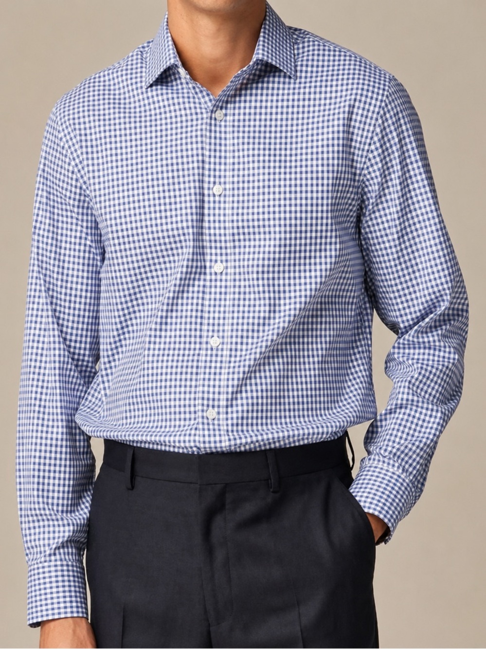 J. Crew Men's Crosby 120’s 2PLY Micro Gingham Long Sleeve Button Down Shirt Prep